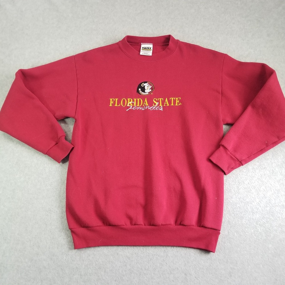 VTG Florida State Sweater Mens Medium Garnet Red Tultex Seminoles USA Made 90s